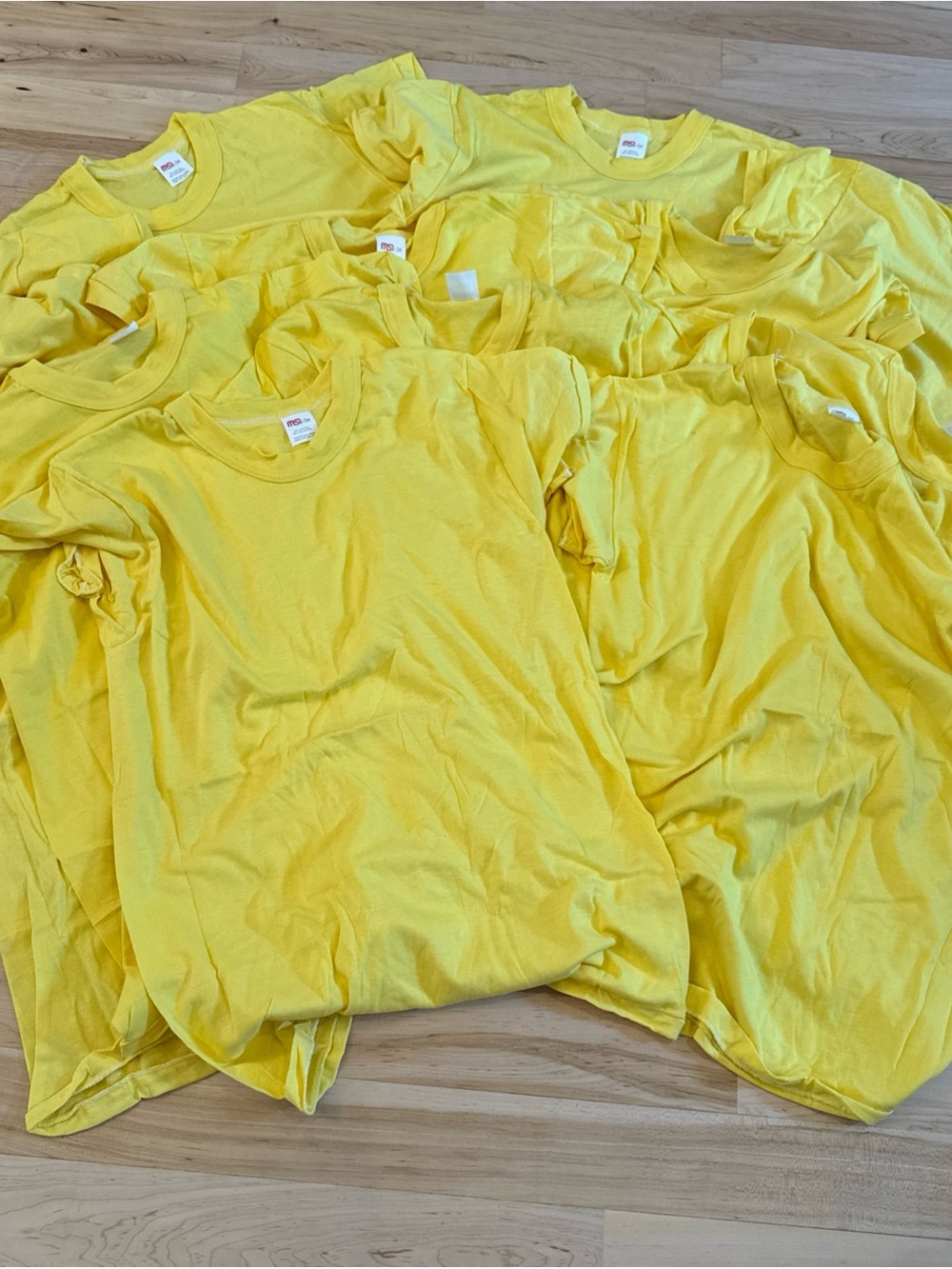 NOS-70s Single Stitch Blank Yellow T-Shirts-Lot Of 12-New-Vintage-Unisex